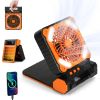 Solar Camping Fan With LED Lantern 5200mAh Rechargeable Battery Operated Portable Fan with Emergency Power Bank 4 Wind Speeds 3 Light Modes 3 Timers f