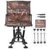 Hunting Chair, 360° Silent Swivel, Foldable Portable Blind Chair, Heavy-Duty Steel Frame Ground Stool Seat, with Armrests, Cover, Anti-Sink Feet