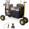 Beach Fishing Cart, 300 lbs Load Capacity, Foldable Fishing Cart with Heavy-Duty Carbon Steel Frame, 11-Inch All-Terrain Tires, 8 Rod Holders, Strap