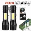 Mini LED Camping Flashlight USB Rechargeable Torch Zoomable with Clip(Must Provide A Hazardous Materials Shipping Label For Self-pickup By USPS)