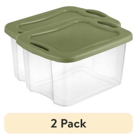 (2 pack) 40 Quart , Plastic Storage Bin, Full-Grip Handles, Green