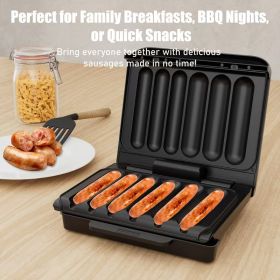 Portable Electric Grill with Non Stick Grill Plate, Drip Tray and Cord Storage, Electric BBQ Grill for Sausage, Hot Dogs, Vegetables