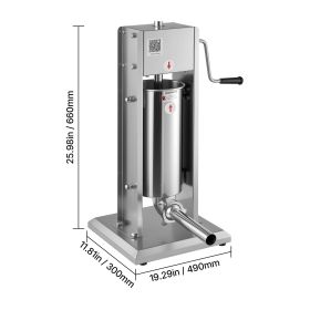 Manual Sausage Stuffer, 11 LBS / 5 L Vertical Meat Stuffer, Dual-Speed Sausage Casing Meat Filling Machine
