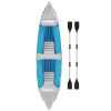 K2 Kayak, 2 Person Inflatable Kayak, Includes Paddles, Aluminum Oars, Repair Kit, Portable Tandem Blow Up Boat, Blue