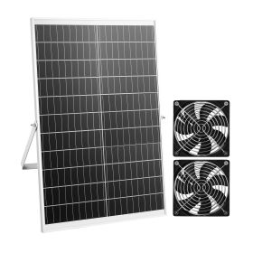 Solar Powered Fan, 30W Solar Panel with 2 Fans, Adjustable Solar Panel Angle, 2668 RPM High-Speed, Flexible Installation