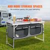Camping Kitchen Table, Quick set-up Folding Camping Table with A Carrying Bag, 3 Adjustable Heights, MDF Camping Table, Ideal for Outdoor Picnics
