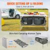 Camping Kitchen Table, Quick set-up Folding Camping Table with A Carrying Bag, 3 Adjustable Heights, MDF Camping Table, Ideal for Outdoor Picnics