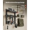 Gun Rack Wall Mount, Heavy Duty Steel, Indoor Rifle Shotgun Rack with J-Hooks, Additional Tray Storage, Gun Accessories Display Storage Holder