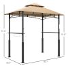 8' x 5' Outdoor Grill Gazebo, Barbecue Gazebo Shelter with LED Light, 2 Side Shelves, Hooks, Bottle Opener, Dark Brown