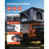 Rooftop Tent Hard Shell, 2-3 Person Aluminum Roof Top Tent Hardshell with Tri-Color LED Light, Thick Mattress & 2 Windows