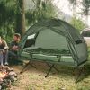All-in-One Folding Camping Cots for Adults, Elevated Tent with Sleeping Bag, Thick Air Mattress Pad, Portable Single Sleeping Cot Camping Bed