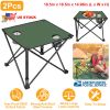 2Pcs Foldable Camping Table Portable Picnic Table Lightweight Travel Desk with 2 Cup Holders/Table Carrying Bag