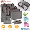 8Pcs Clothes Storage Bags Travel Luggage Organizers Set Water-Resistant Clothing Packing Cubes w/ Shoes Bag for Blouse Hosiery Stocking Underwear
