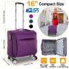 16" Softside Carry-on Spinner Luggage Travel Suitcase w/ 360°Rotatable Wheels