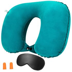 Travel Pillow Inflatable U Shape Neck Pillow Neck Support Head Rest Office Nap Car Airplane Cushion (Option: Aqua)