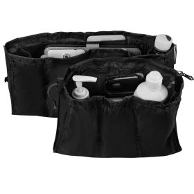 2pcs Handbag Organizer Insert Purse Organizer Multi-pockets Inner Bag Organizer Tote Bag (Option: Black)