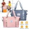 35L/9.2Gal Shoulder Travel Duffle Bag Folding Carry On Overnight Weekender Bag with Luggage Sleeve Waterproof Expandable Gym Tote Bag with Dry Wet Sep
