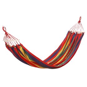 Double Hammock 2 Person Canvas Hanging Hammock Swing Bed with Carrying Bag Hold 330LBS for Camping Travel Beach (Option: Red)