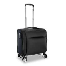 16" Softside Carry-on Spinner Luggage Travel Suitcase w/ 360°Rotatable Wheels (Option: BLK)
