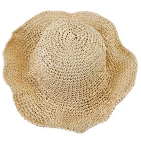 Ladies Summer Sun Hats Women Wide Brim Straw Floppy Panama Cap Roll up Beach Hat Packable Summer Cap For Women (Option: Beige)