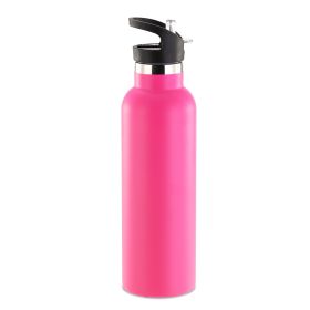 Sports Water Bottle Stainless Steel Vacuum-Insulated Drinking Cup w/ Straws Outdoor Cycling Hiking (Option: 1L_PNK)