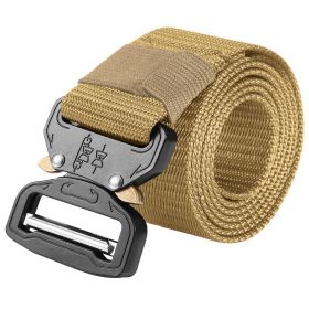 Men Military Belt Adjustable Tactical Belt Combat Waistband w/Metal Buckle Nylon Training Belt (Option: Khaki)