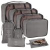 8Pcs Clothes Storage Bags Travel Luggage Organizers Set Water-Resistant Clothing Packing Cubes w/ Shoes Bag for Blouse Hosiery Stocking Underwear