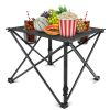 2Pcs Foldable Camping Table Portable Picnic Table Lightweight Travel Desk with 2 Cup Holders/Table Carrying Bag