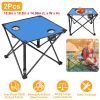 2Pcs Foldable Camping Table Portable Picnic Table Lightweight Travel Desk with 2 Cup Holders/Table Carrying Bag