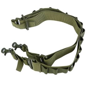 Tactical Shotgun Sling 2 Point Gun Sling Adjustable Shoulder Strap Rifle Shotgun Belts w/ 15-Shell Holders (Option: Green)
