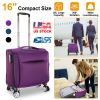 16" Softside Carry-on Spinner Luggage Travel Suitcase w/ 360°Rotatable Wheels