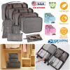 8Pcs Clothes Storage Bags Travel Luggage Organizers Set Water-Resistant Clothing Packing Cubes w/ Shoes Bag for Blouse Hosiery Stocking Underwear