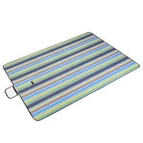 60" x 78" Waterproof Picnic Blanket Handy Mat with Strap Foldable Camping Rug for Camping Hiking Grass Travelling (Option: BlueStripe)