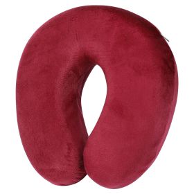Travel Pillow U Shape Neck Pillow Memory Foam Neck Support Head Rest Office Nap Car Airplane Cushion (Option: RRed)