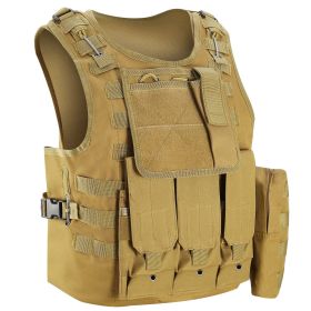 Adults Tactical Vest Military Airsoft Paintball Vest Camouflage Combat Vest for Hunting Army Fans CS War Game (Option: Khaki)