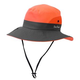 Women Summer Sun Bucket Hats Foldable UV Protection Cotton Cap Wide Brim Floppy Cap Packable Ponytail Mesh Travel Hat For Beach Fishing Camping Travel (Option: Orange)