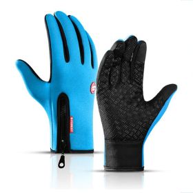 Hot Winter Gloves For Men Women Touchscreen Warm Outdoor Cycling Driving Motorcycle Cold Gloves Windproof Non-Slip Womens Gloves (Color: Blue, Gloves Size: XL)