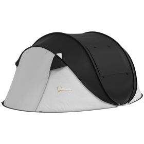 Pop Up Tent with Porch and Carry Bag, 3000mm Waterproof, for 2-3 People Camping Hiking (Color: Black)