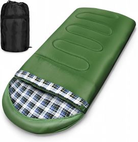 Big & Tall Flannel Outdoor Camping Sleeping Bag XXL (Color: Green)