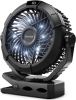 Portable Camping Fan with LED Lantern, 360°Rotation and Clip on for Desk, 4000mAh USB Rechargeable Battery Powered
