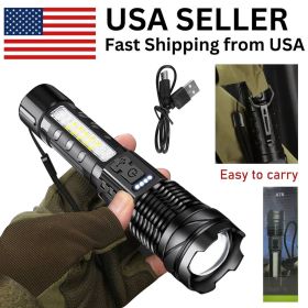 Super Bright White LED Flashlight Rechargeable Zoomable Torch Camping lamp(Free shipping via DHL Ground/FedEx Ground; can't ship via USPS self-pickup. (Quantity: 1 set)