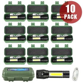 2Set USB Rechargeable COB LED Flashlight Zoomable Torch Light Lamp Camping Portable(Must Provide A Hazardous Materials Shipping Label For Self-pickup (Quantity: 10 sets)