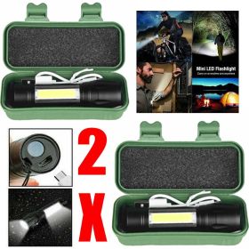 2Set USB Rechargeable COB LED Flashlight Zoomable Torch Light Lamp Camping Portable(Must Provide A Hazardous Materials Shipping Label For Self-pickup (Quantity: 2 sets)