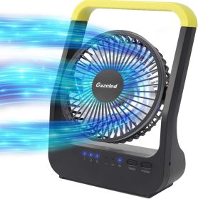 Battery Powered Fan, Long Lasting Battery Operated Fans for Camping, Portable D-Cell Desk Fan with Timer, 3 Speeds, Whisper Quiet, 180° Rotation (Color: Yellow)