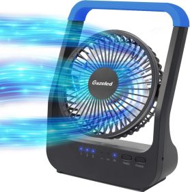 Battery Powered Fan, Long Lasting Battery Operated Fans for Camping, Portable D-Cell Desk Fan with Timer, 3 Speeds, Whisper Quiet, 180° Rotation (Color: Blue)