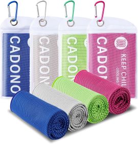 4 Pack Cooling Towel (40"x12"), Soft Breathable Chilly Towel, Ice Towel, Microfiber Towel for Yoga, Sport, Running, Workout,Gym, Camping, Fitness (Color: Deep Blue/Green/Pink/Grey)