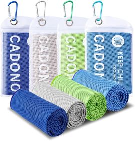 4 Pack Cooling Towel (40"x12"), Soft Breathable Chilly Towel, Ice Towel, Microfiber Towel for Yoga, Sport, Running, Workout,Gym, Camping, Fitness (Color: Grey/Light Blue/Green/Deep Blue)