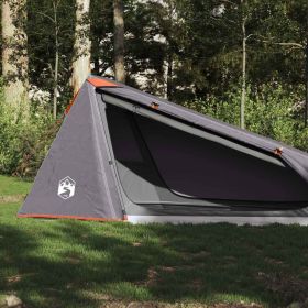 Camping Tent Tunnel Gray and Orange Waterproof (size: 1-Person)