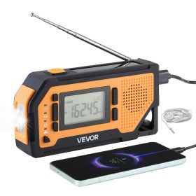 VEVOR Emergency Weather Radio, FM/AM/WB/NOAA Alert Solar Hand Crank Emergency Radio, with USB Charging Cable (Option: 2000Mah Battery,)