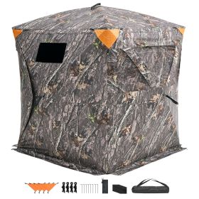 Hunting Blind, 270° See Through Ground Blind, 2-3 Person Pop Up Deer Blind for Hunting with Carrying Bag, Portable Resilient Hunting Tent (Product Classification: Window + Mesh, Item Size: 58 in)